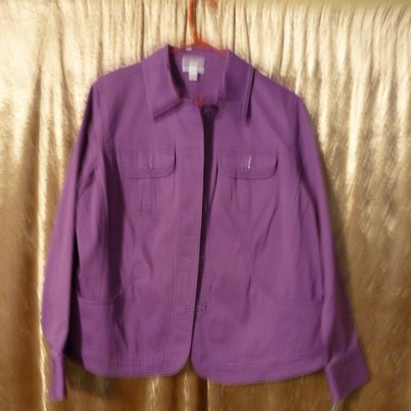 NEW Brigth Violet Corduroy Button-Down Jacket - Picture 2 of 11